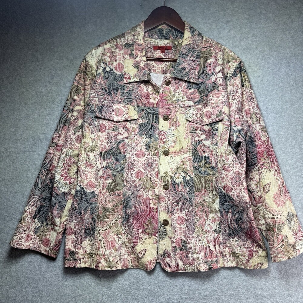 Joni B. Jacket Women’s XL Embroidered Paisley Shimmer Sparkle Blazer Pink